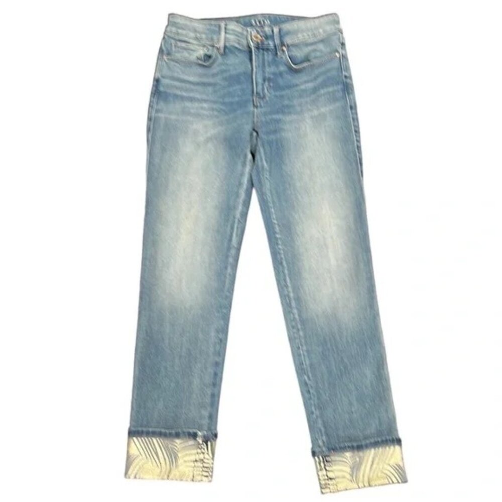 WHITE HOUSE BLACK MARKET MID RISE FOIL CUFF SLIM CROP DENIM JEANS NEW W TAGS O - Picture 5 of 14